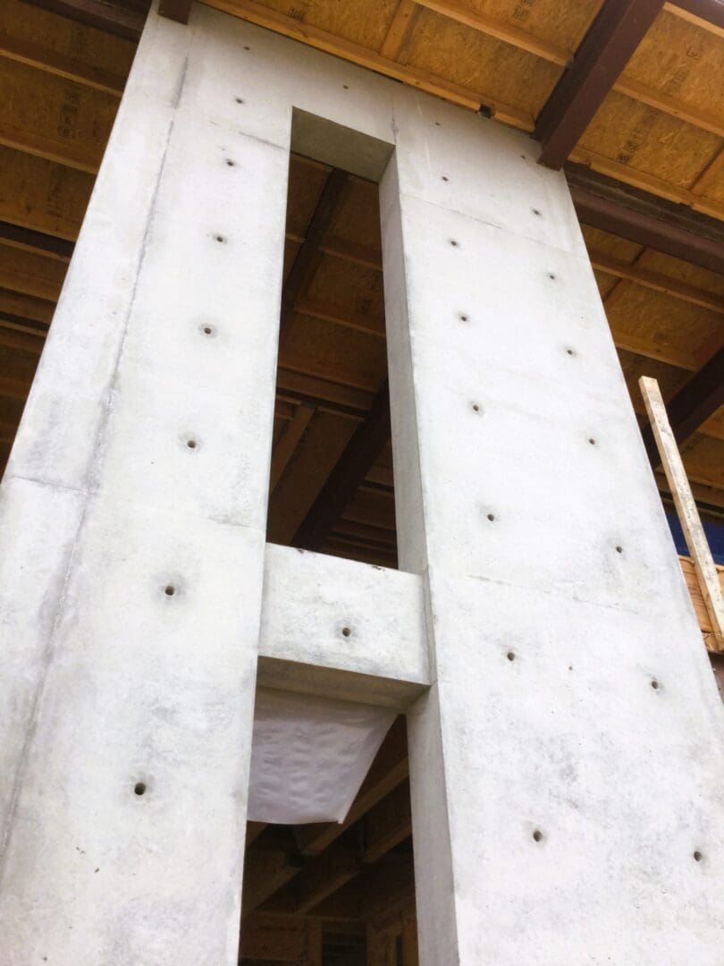 Concrete structure with gaps and holes
